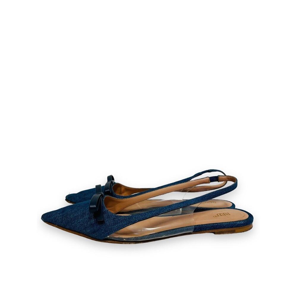 RED VALENTINO Blue Denim SANDIE Bow Accent PVC Slingback Pointed Toe Flats 39 - Picture 7 of 9